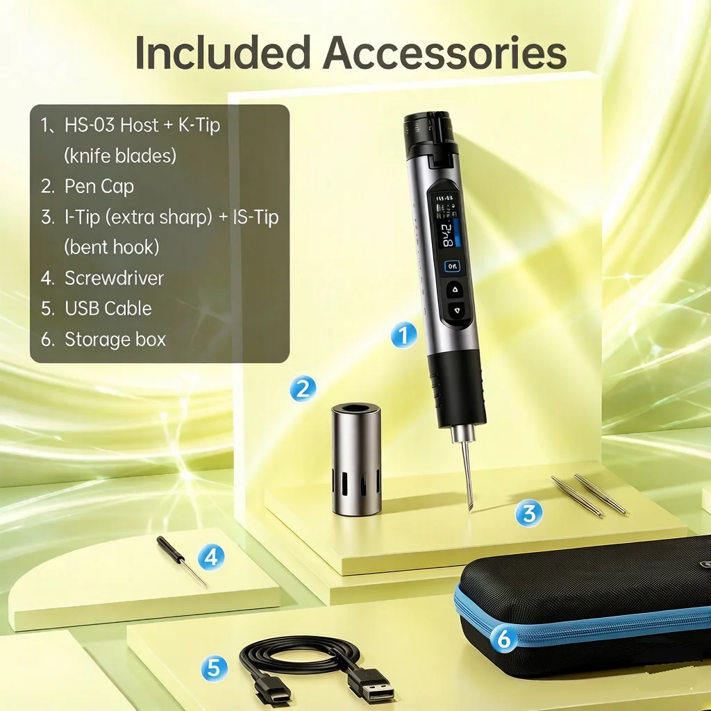 

HS-03 Portable Cordless Soldering Iron Kit Welding Repair Kit with Intelligent Temperature 18650 Battery Type-C Rechargeable
