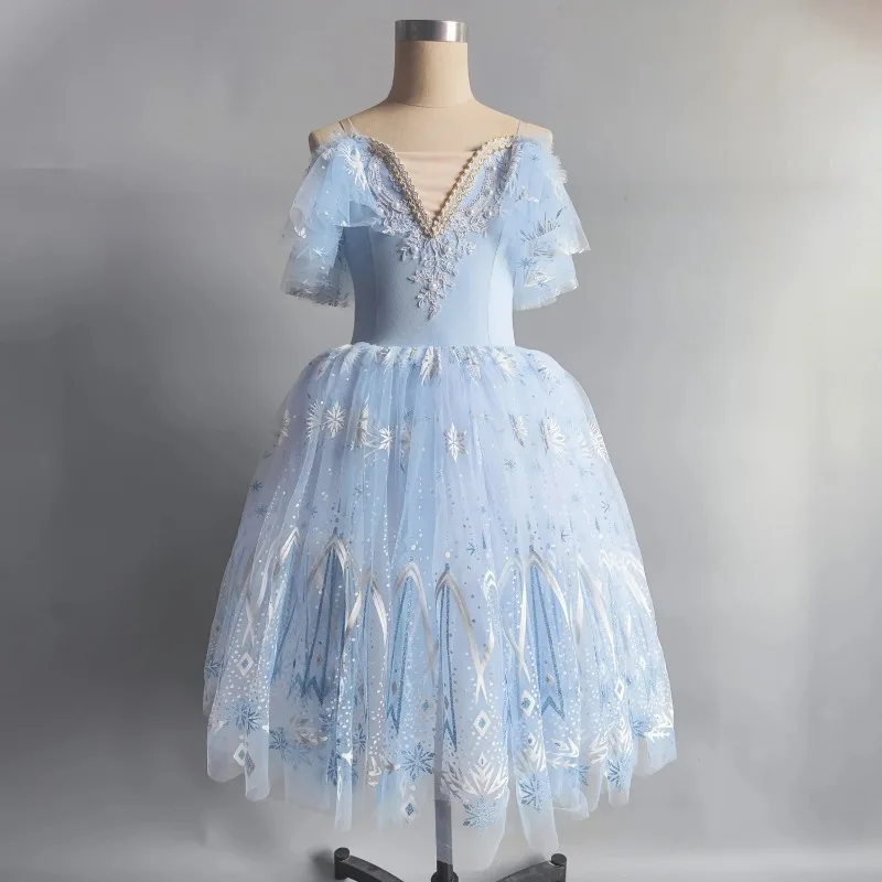 

Pink Blue Ballet Dress For Girls Performance Clothes Long Romantic Ballet Tutu Swan Lake Ballerine Children Fairy Ballet Costume