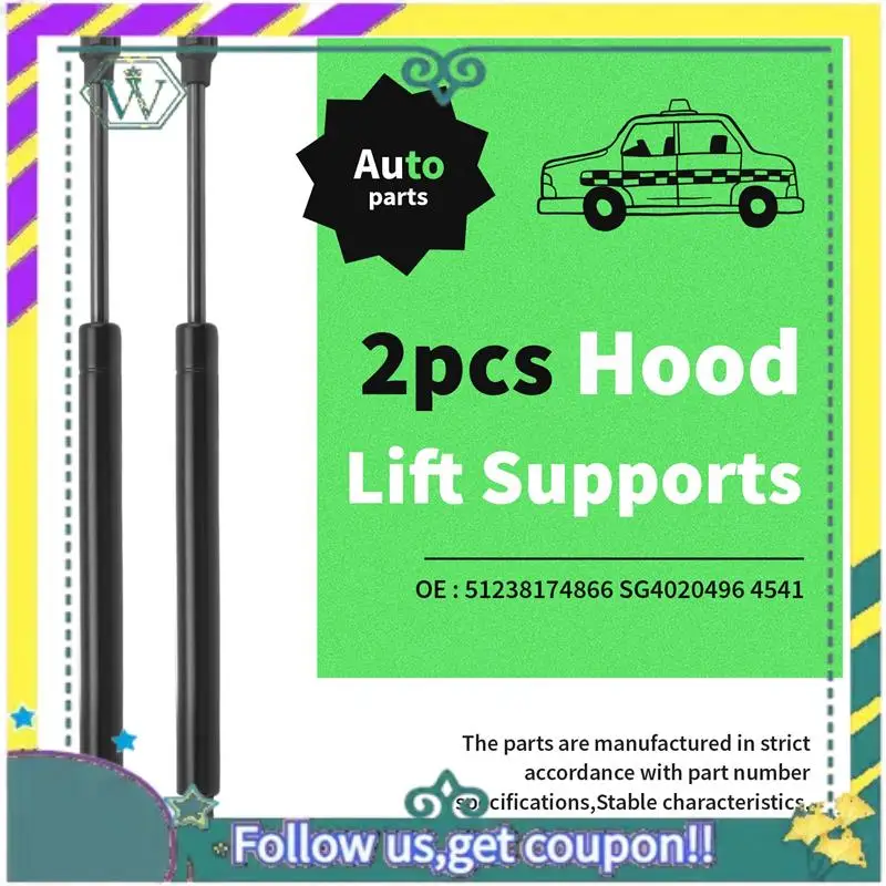 

A82U-2Pcs Front Hood Lift Supports For BMW E39 5 Series 1996-2003 51238174866 4541 SG4020496