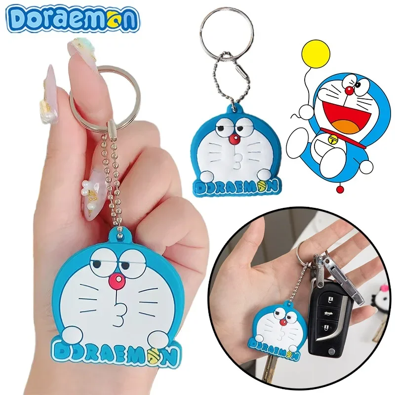 Doraemon Silicone Keychains Cartoon Key Holder Cute Protective Key Cases Kawaii Key Chains Keychain Pendant Accessories Gifts