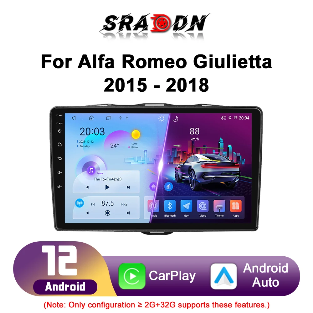 Para Alfa Romeo Giulietta 2015 2016 2017 2018 Radio de coche Android Reproductor de vídeo multimedia automotriz Navegación GPS Carplay Pantalla táctil Sistema estéreo automático inteligente