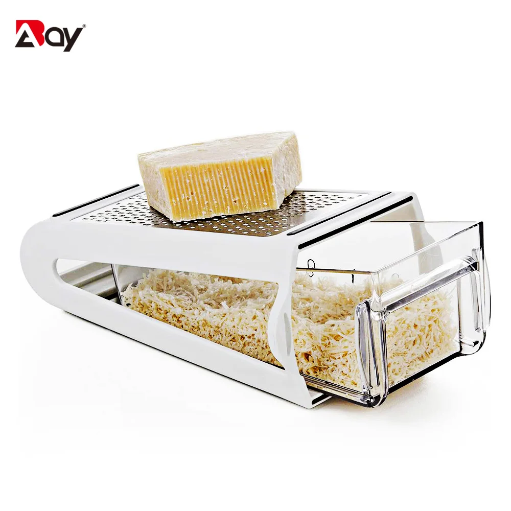 

Cheese Grater With Storage Container Stainless Steel Box Grater With 2 Sides for Vegetables Ginger Potatoes Kitchen Accessories