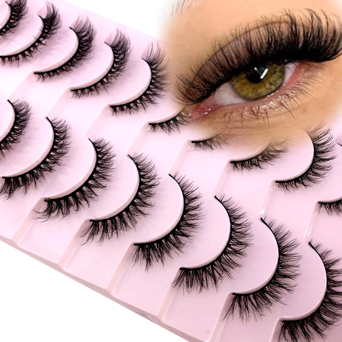 HBZGTLAD 5/9/10 dual 3D natural messy artificial mink fur false eyelashes crossed wise fluffy eyelashes extended eye makeup