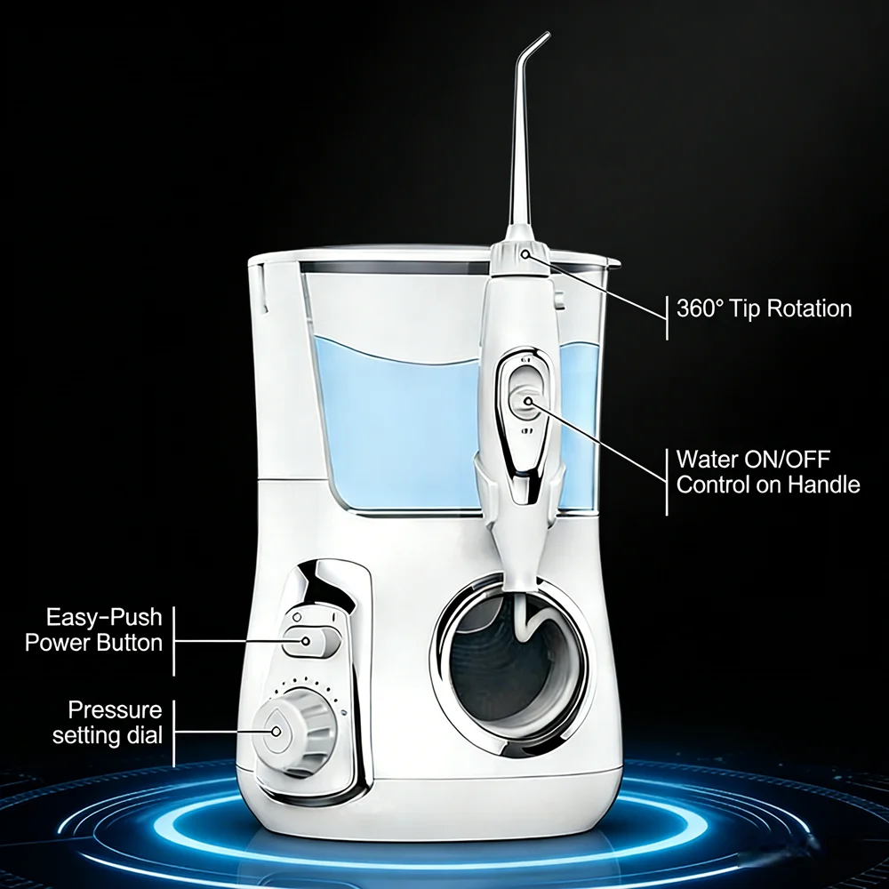 

800ML Electric Water Flosser 10 Modes 5 Nozzles Oral Irrigator for Home Use, Teeth Cleaning & Anti-Tooth Decay