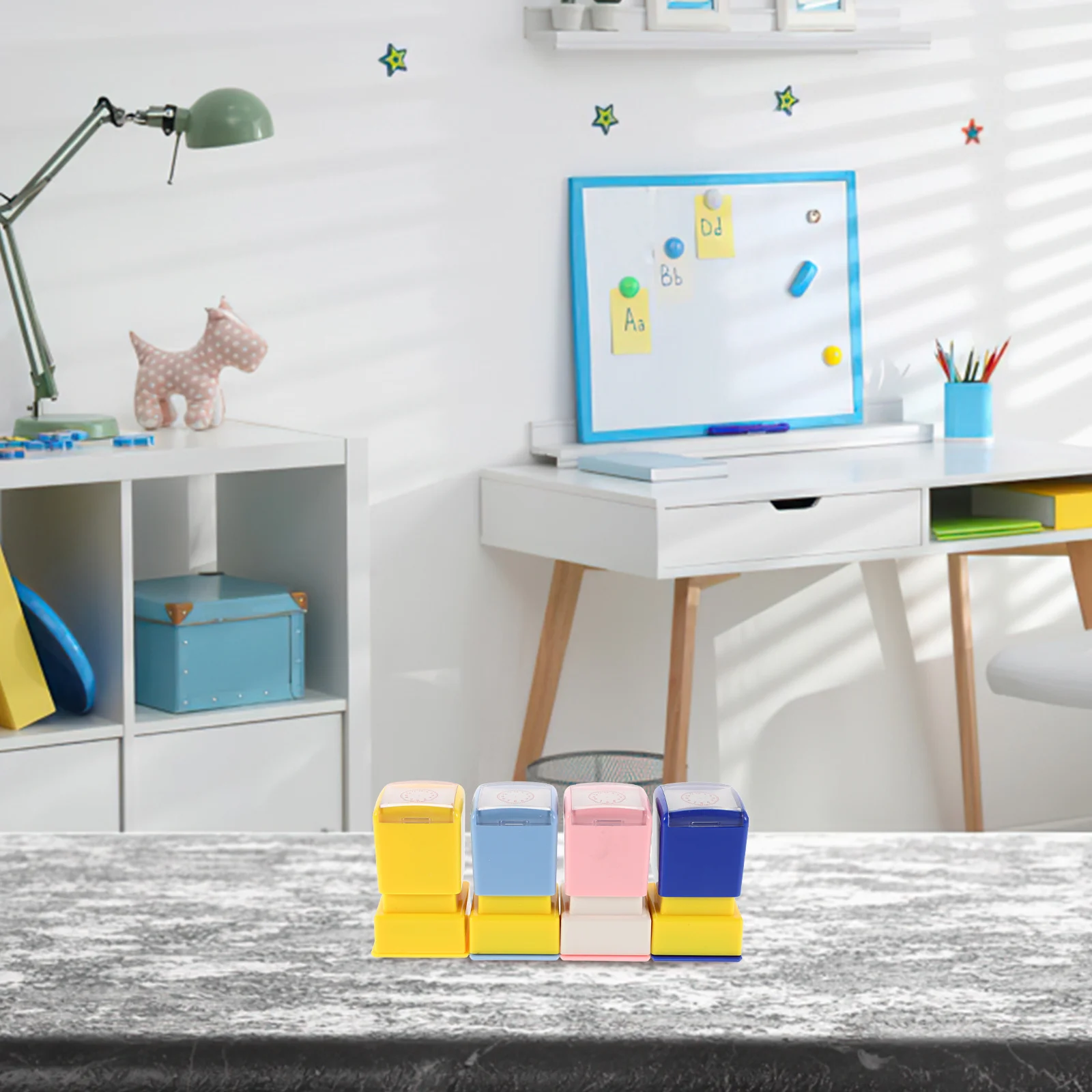 

4pcs Children Teaching Clock Time Learning Durable Portable Classroom Use Kids Clock Recognition Math Practice Stampers Student