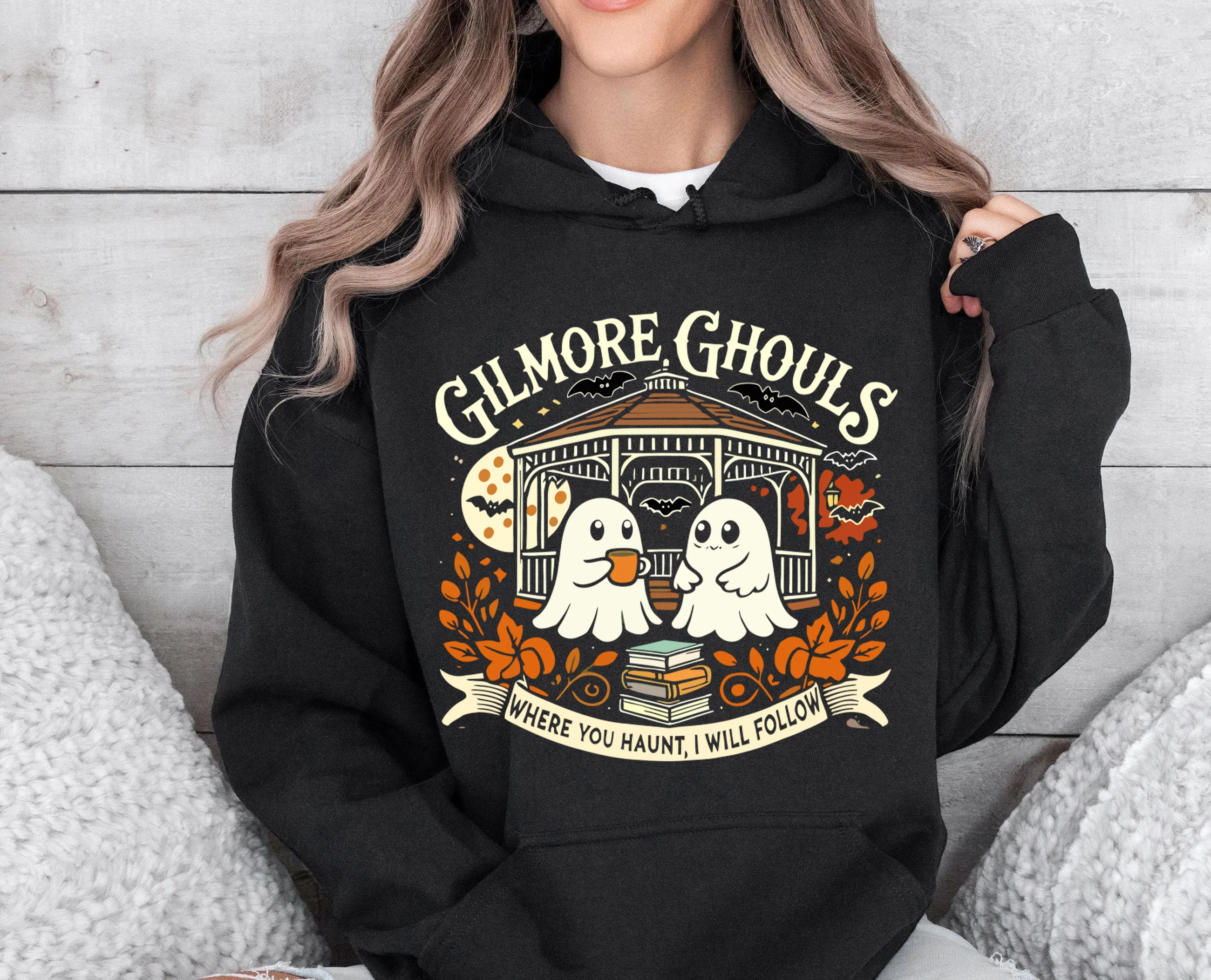 Sudadera con estampado de Ghouls de Halloween para mujer, ropa informal suave, jersey de calle a la moda, Tops, sudaderas de lana de otoño