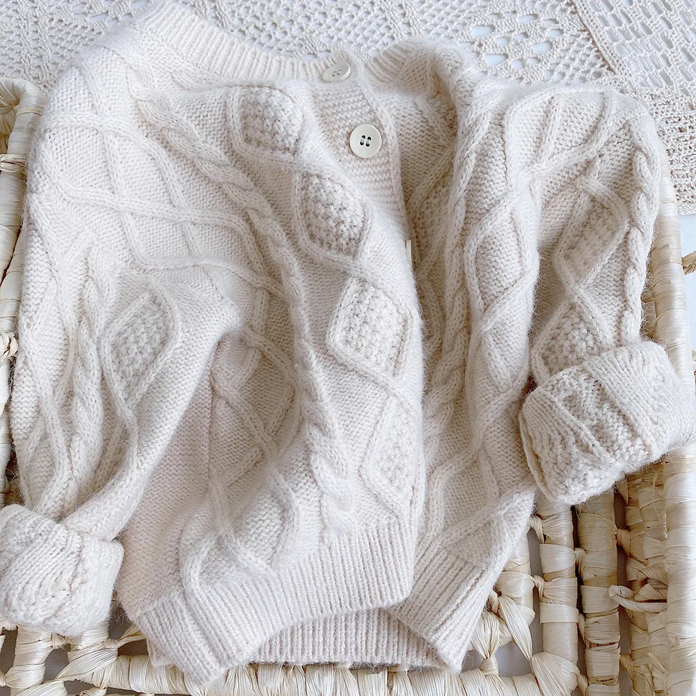 Kids Cardigan Sweaters Autumn Winter Baby Boys Girls Full Sleeve Solid Knitted Cotton Sweater Toddler Children Outwear Coat