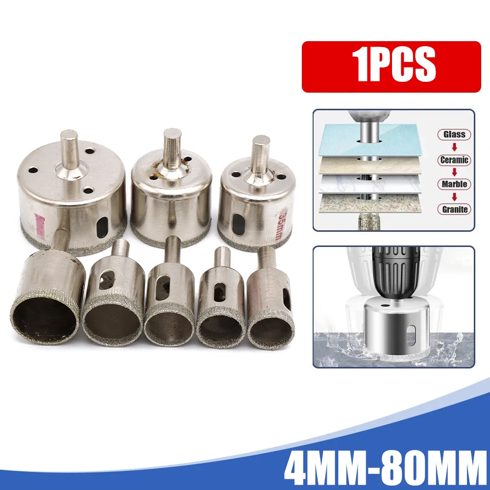 

1pc 4-80mm Glass Hole Saw Diamond Coated Drill Bits Drilling Crown for Tile Marble Ceramic Power Marble And Ceramic Opening Tool