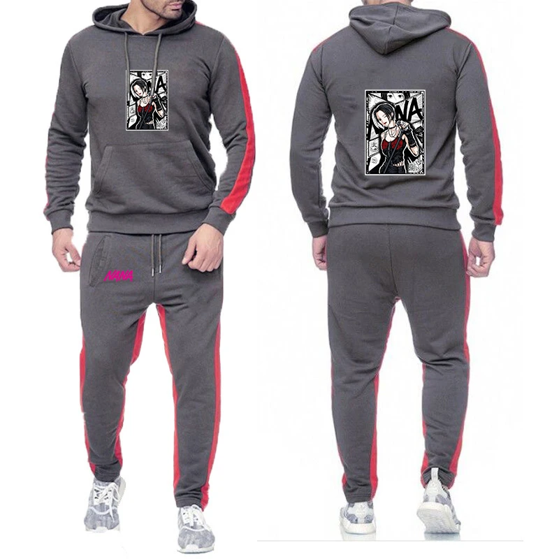 

2026 Men New Japanese Anime Nana Osaki Spring And Autumn Casual Solid Color Hoodies Sports Comfortable Sweatpant Suit