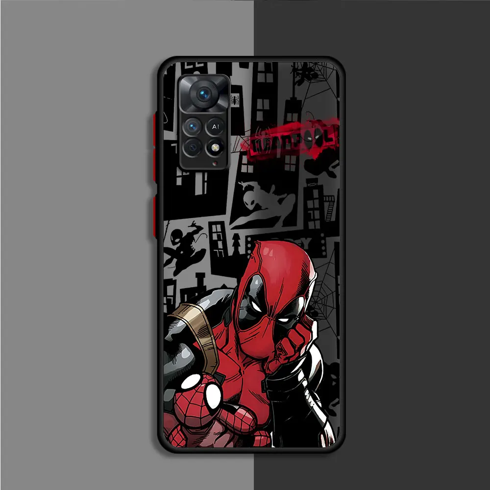 Phone Case for Xiaomi Redmi Note 11 Pro 10S 12 11T 8T 11S 12S 8 Pro 7 9S 9 10 Pro 12 Marvel Deadpool Matte Back Silicone Cover