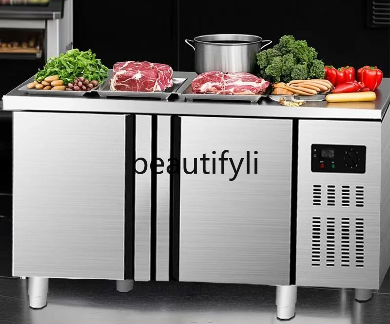 

Stainless Steel Dual Temperature Cabinet Workbench Freezer Kitchen Bedroom Operation Table Fresh Preservation Freezing