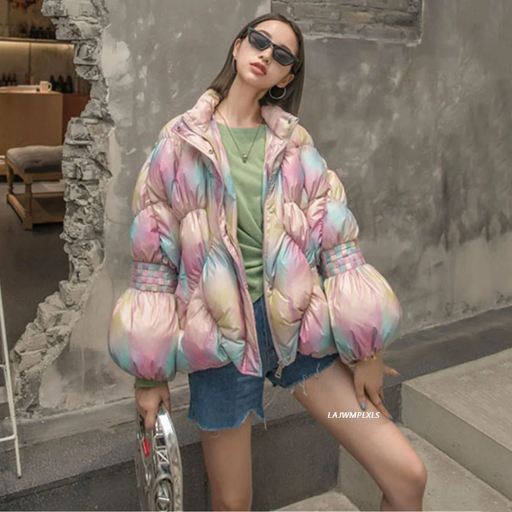 quality High 2023 New 90% White Duck Down Coat Stand collar Short Feather Jacket Pink Lady Winter Warm Puffer Thick Outerwear