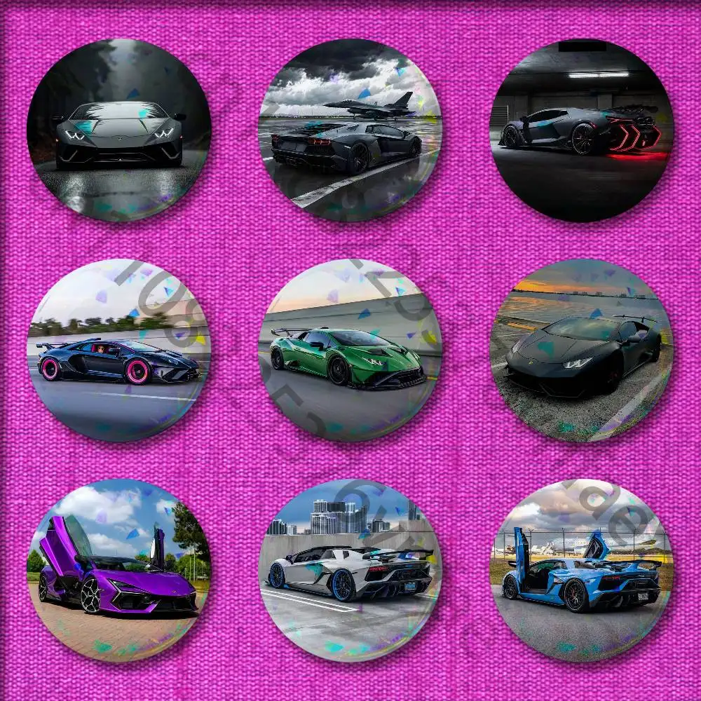 

Car Sport L-Lamborghinis-S Badge For 32mm 25mm 75mm 44mm 58mm Round Pin Brooch Insignia Cover Backpack