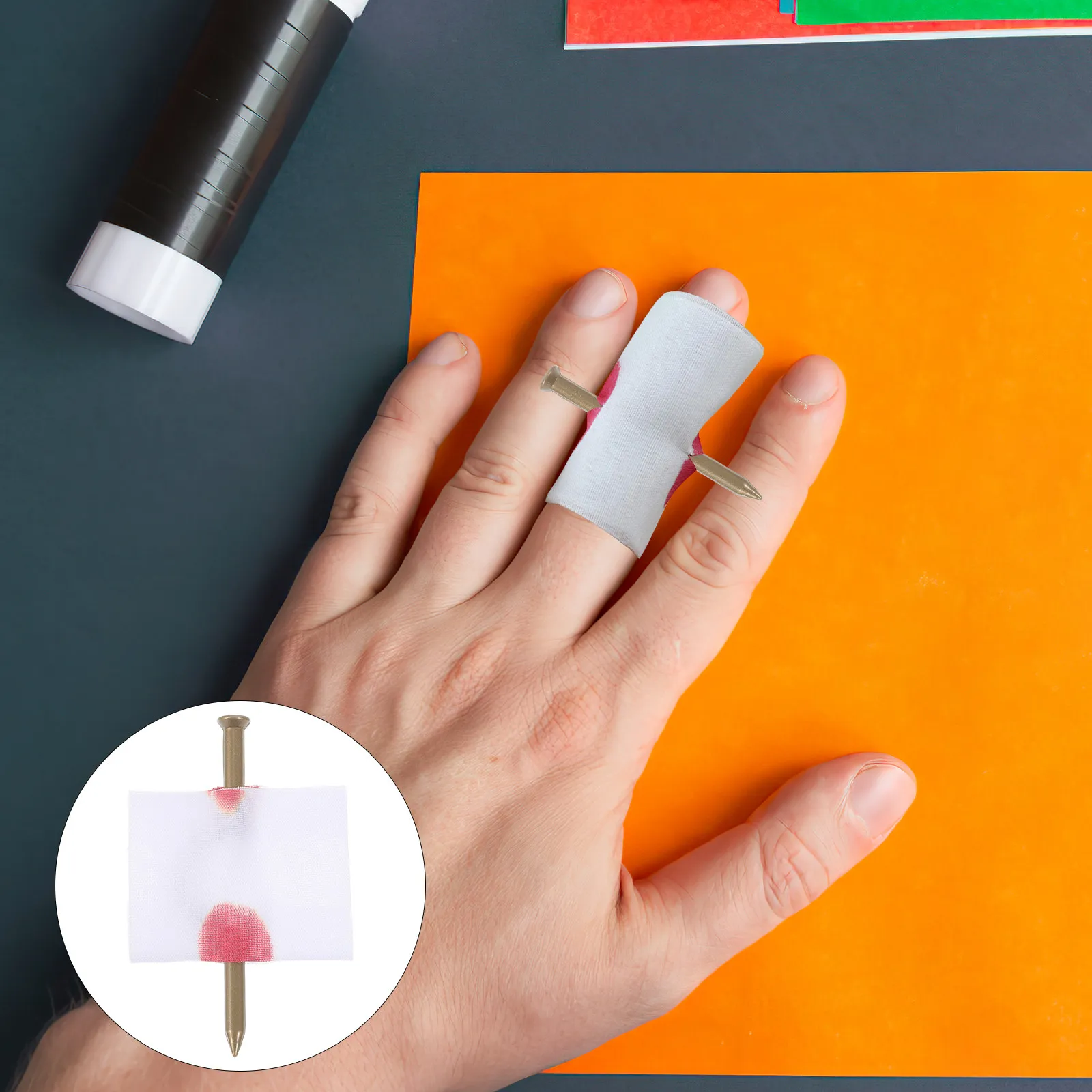 

10 шт. Имитация гвоздя, пронзившего палец, реквизит для розыгрышей, фальшивая кровь, аксессуары для Хэллоуина, Дня дураков, косплея, аксессуары для приколов, гвоздь-розыгрыш