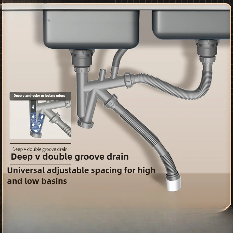 

Дезодорант с глубоким V-образным вырезом, кухонная раковина, утечка воды, одинарная и двойная раковина, канализационные трубы, фильтр из нержавеющей стали, канализационный тип