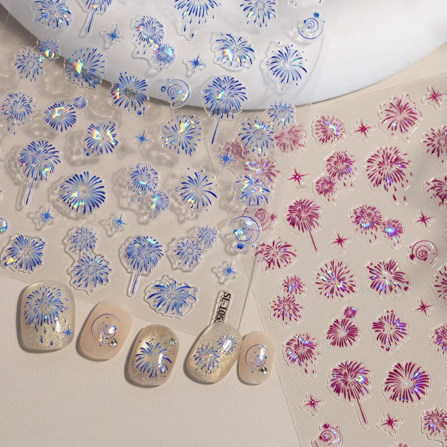 Pegatinas para uñas con bola de Navidad de Año Nuevo, calcomanías para uñas en relieve 5D, luz de concha 3D, accesorios de pegatinas DIY para uñas de árbol de Navidad