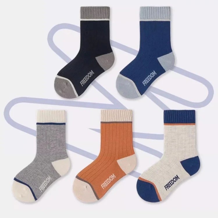Herbst-Kinder-Socken 5 Paar Kinder-Crew-Socken 1-12T Jungen Mädchen Sport-Baumwollsocken – Detail 3