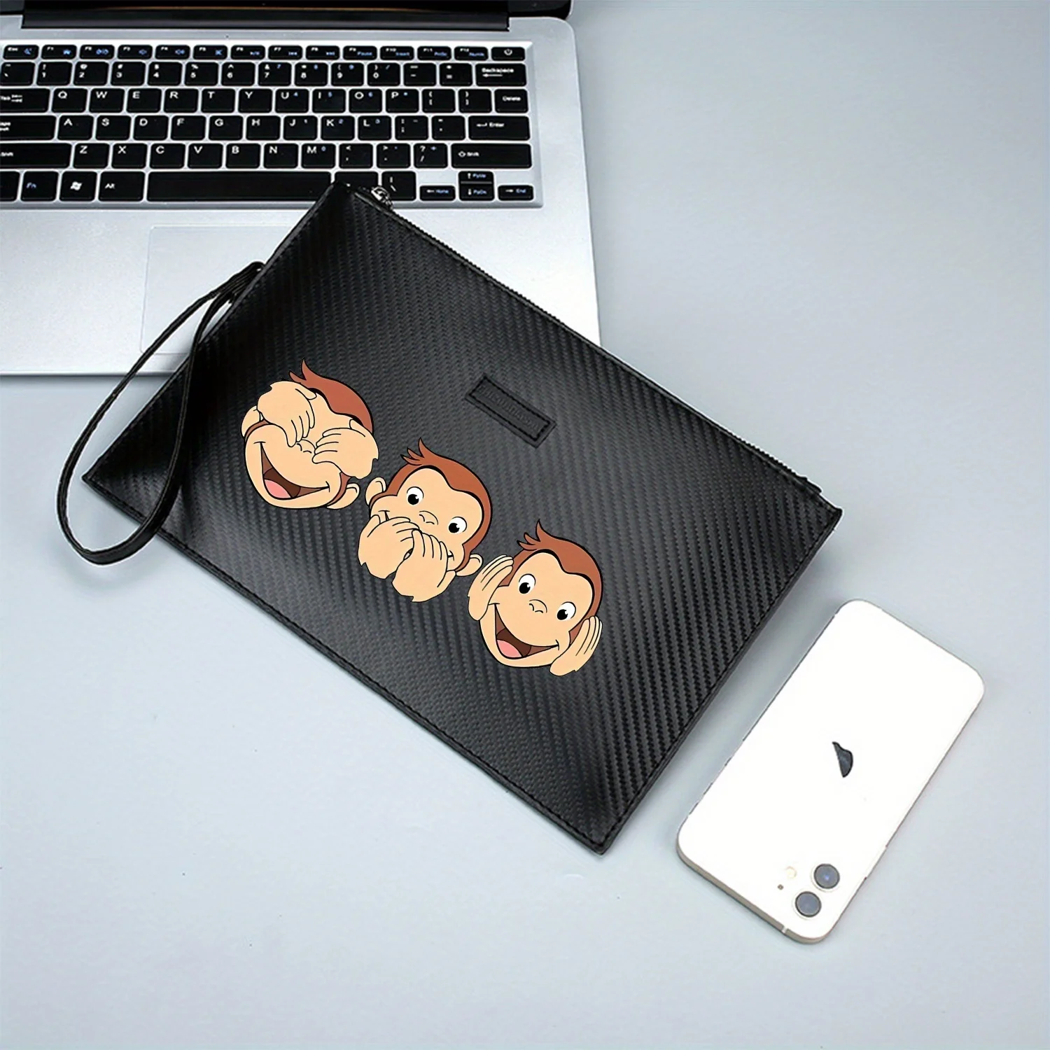 Monkeys: حقيبة يد رجالية أنيقة مطبوعة من البولي يوريثان شفافة ومتحدثة وعملية للحمل اليومي