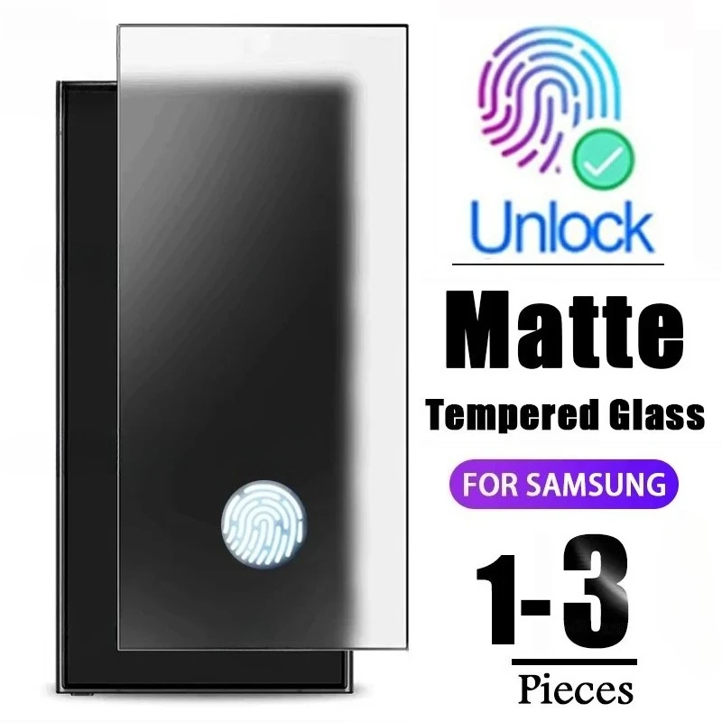 

1-3Pcs Anti Fingerprint Unlocking 0.2mm Matte Tempered Glass For Samsung Galaxy S25 S24 Ultra S23 FE S22 Plus Screen Protector