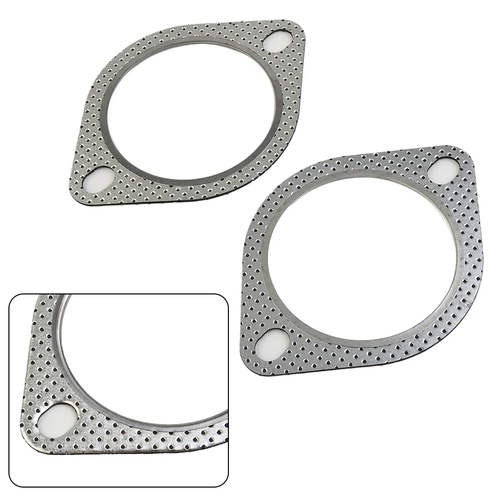 

2x Car Sliver Exhaust Gasket 2 Bolt 3 Inch Diameter Downpipe Metal Multi Layer Reinforced 76mm For Nissan For Part