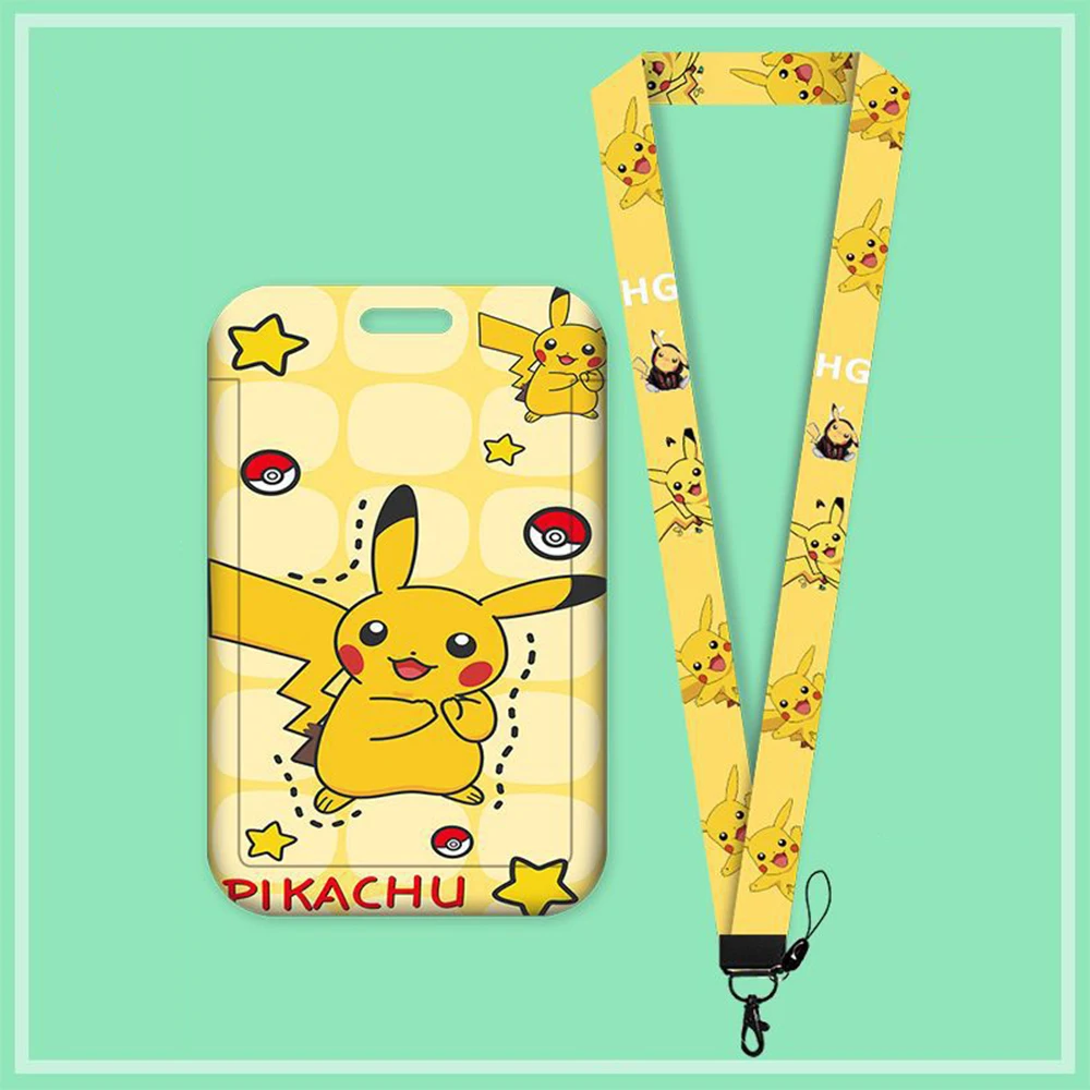 Cartoon Pikachu Keychain Student Access Control Card Metro Bus Card Campus Meal Card Lanyard Halloween Gifts For Friend Family