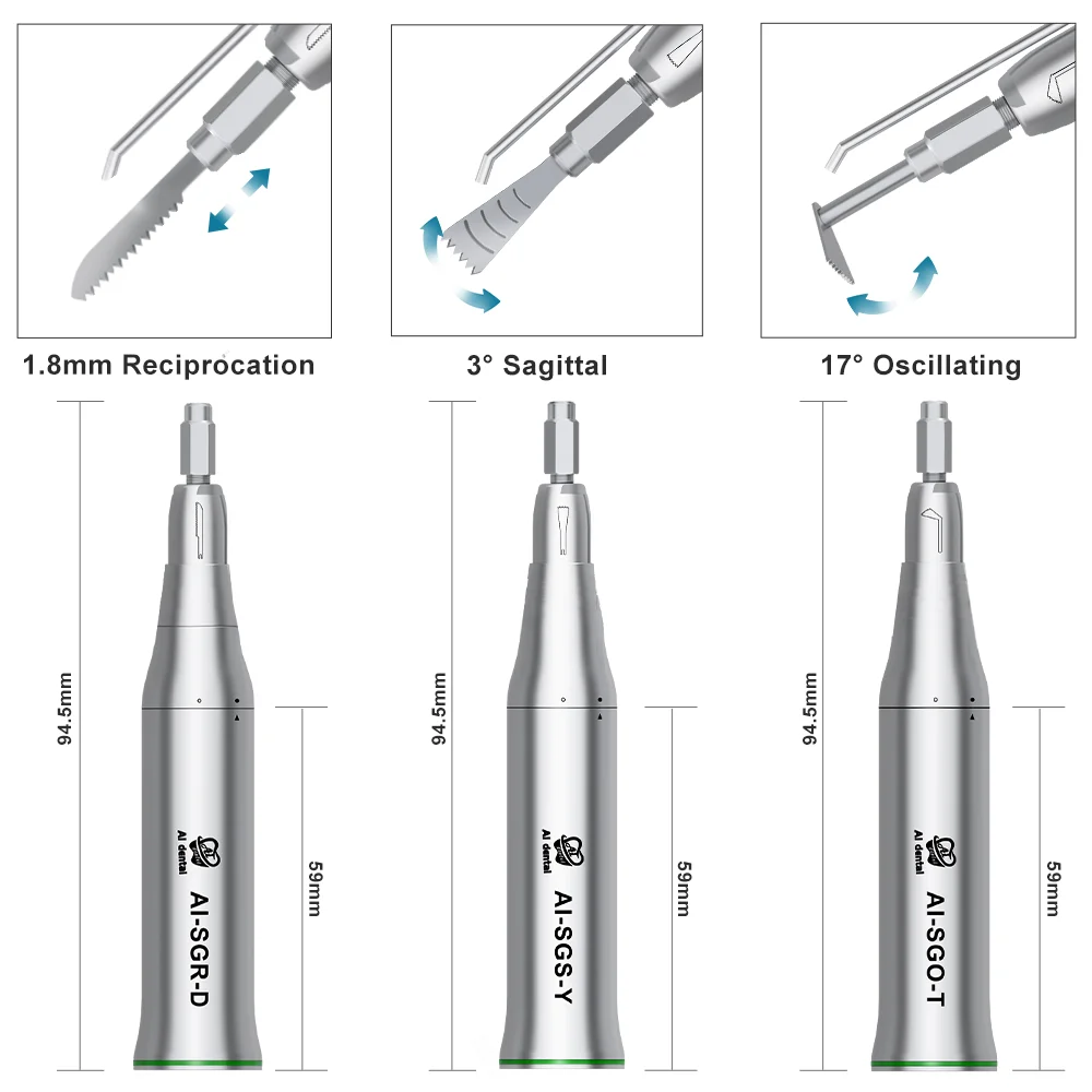 Dental Micro Saw Handpiece 3:1 Reduction 1.8mm Reciprocating/ 17° Oscillating /3° Sagittal With External Water Nozzle Non-Optic