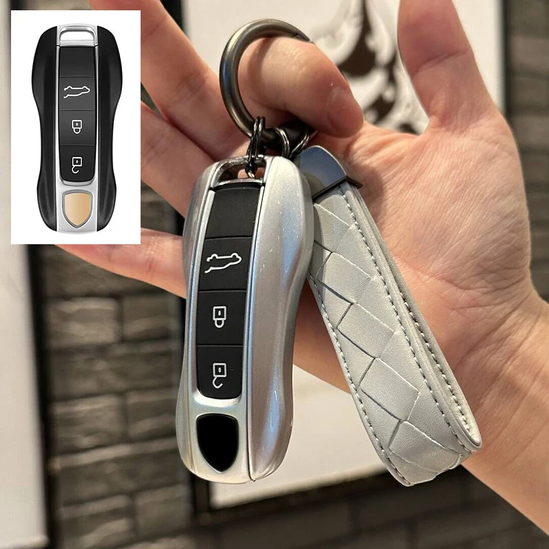 

Key Case Cherry Pink For Porsche Macan 911 Panamera 718 Cayenne Car Key Protective Shell Remote Fob Cover Replace Accessories