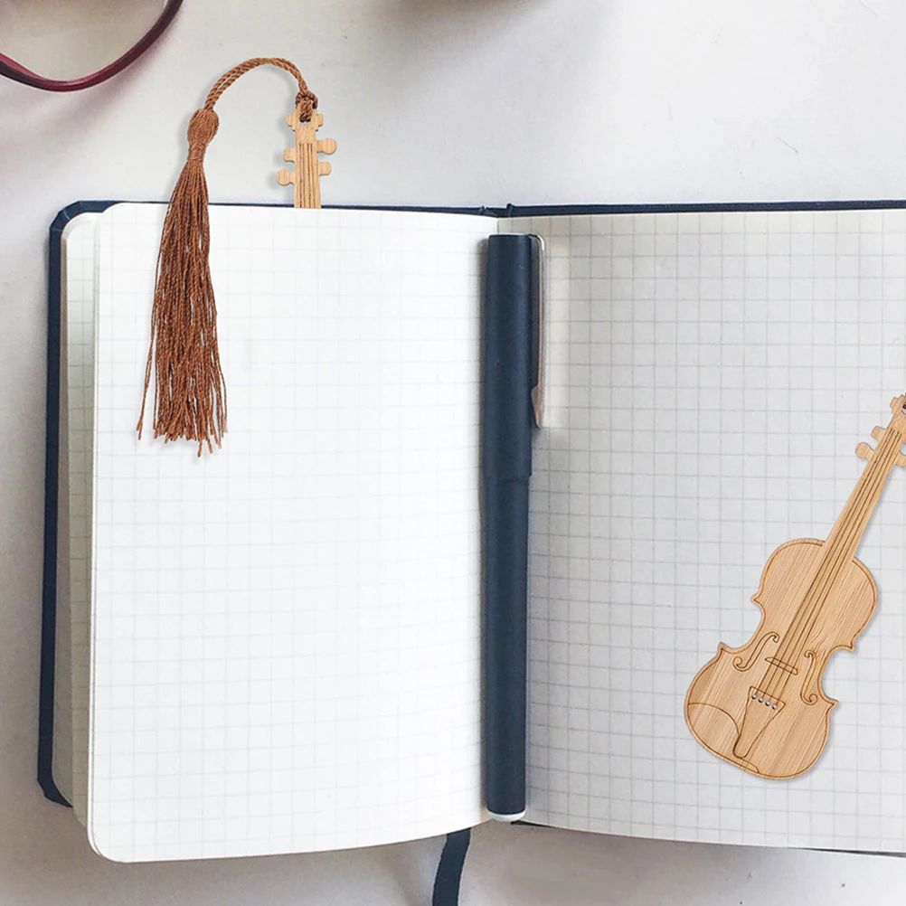

3Pcs Bamboo Violin Shape Bookmarks Lightweight Tassel Book Page Markers Reading Accessories Gifts Bookmark Bookmarks for Women