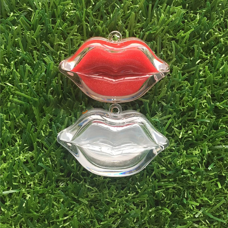 Clear Empty Lip Shape Refillable Container, Beauty Cosmetic Travel Lipstick/Eyeshadow Powder/Blusher Case Refillable Storage Box