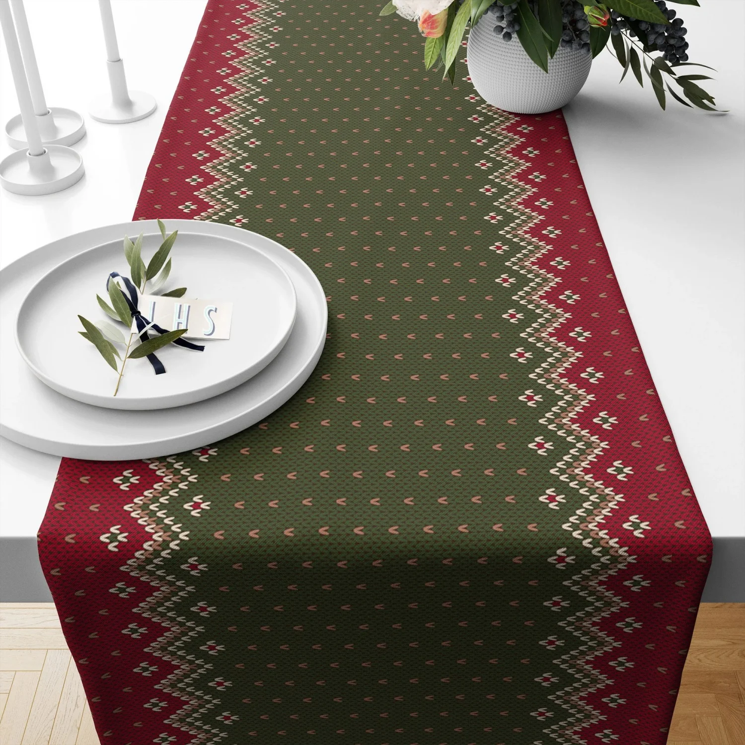 Winter Table Setting,Christmas Kitchen Decor,Xmas Deer Tablecloth,Snowflake Table Top,Pine Tree Table Runner
