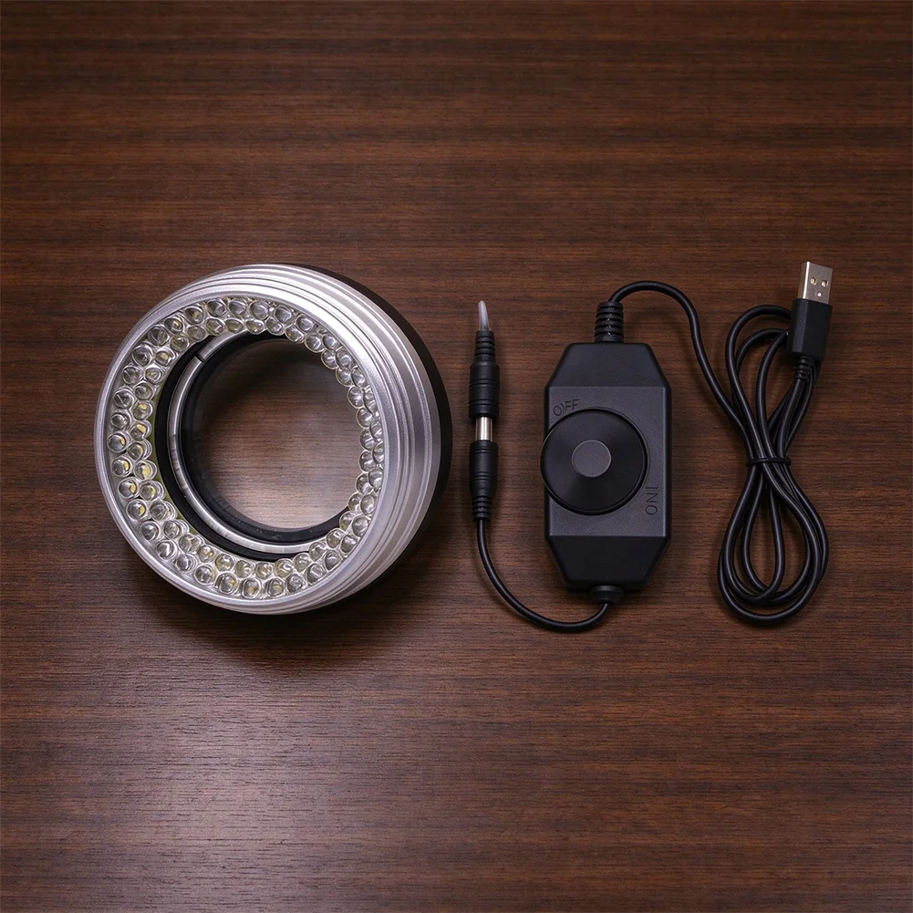 HW241 72 LED microscope ring light optimized for detailed inspection adjustable dimming 6500K 25W DC3.7 5.2V ID45mm / 1.77in