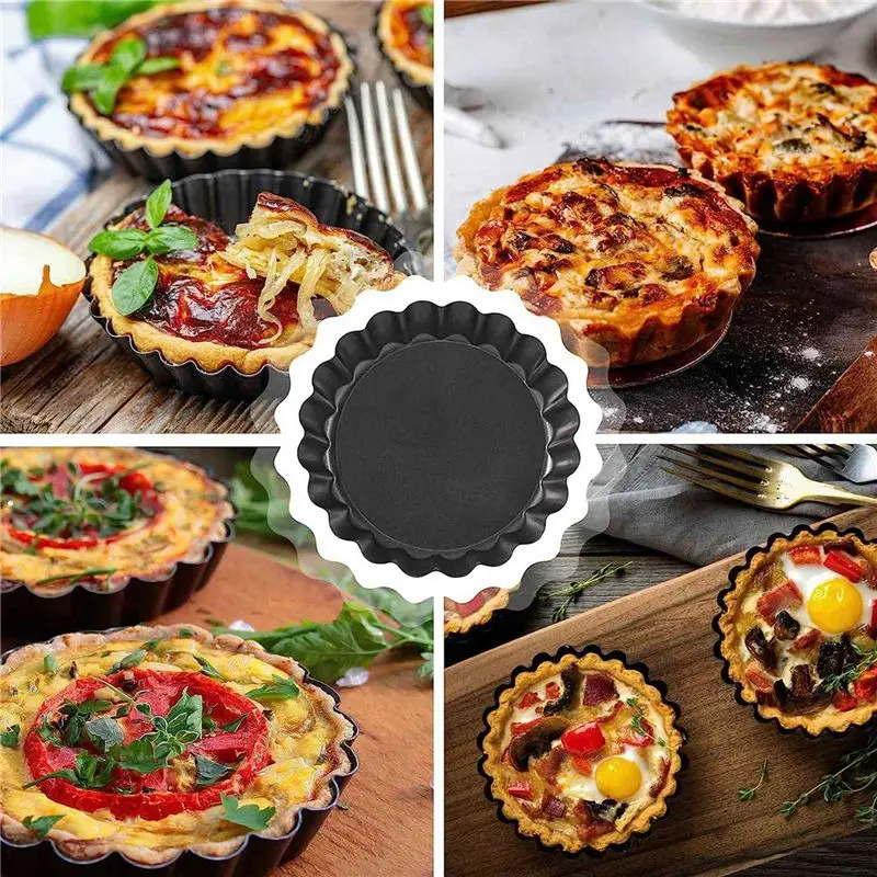 VEHO-20X Tart Pan, 4 Inch Tart Pans, Non-Stick Removable Loose Bottom Carbon Steel 4In Tart Pan, Easy To Operate And Clean