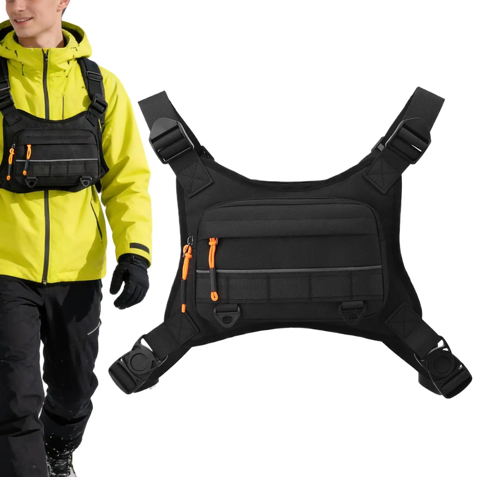 

Нагрудный рюкзак для бега, регулируемый легкий жилет, дорожный нагрудный рюкзак для мужчин и женщин, пеший туризм, путешествия, тренажерный зал, кемпинг, рыбалка, велоспорт на открытом воздухе