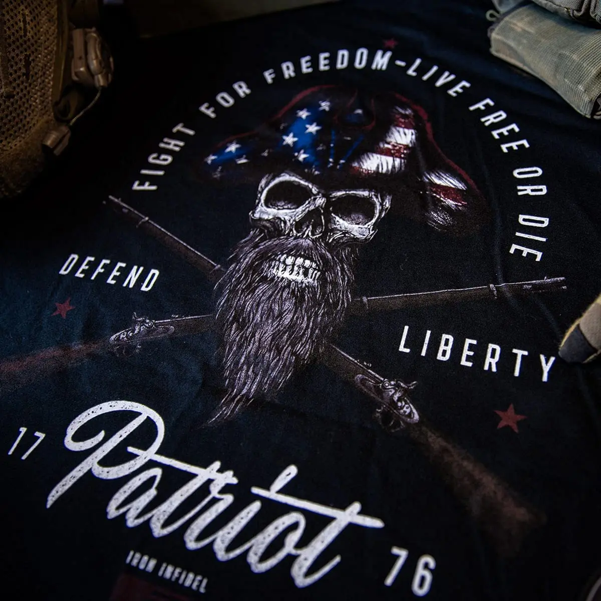 Live Free or Die, Defend Liberty 1776 American Skull Patriotic Freedom T Shirt New 100% Cotton Short Sleeve O-Neck Casual Tshirt