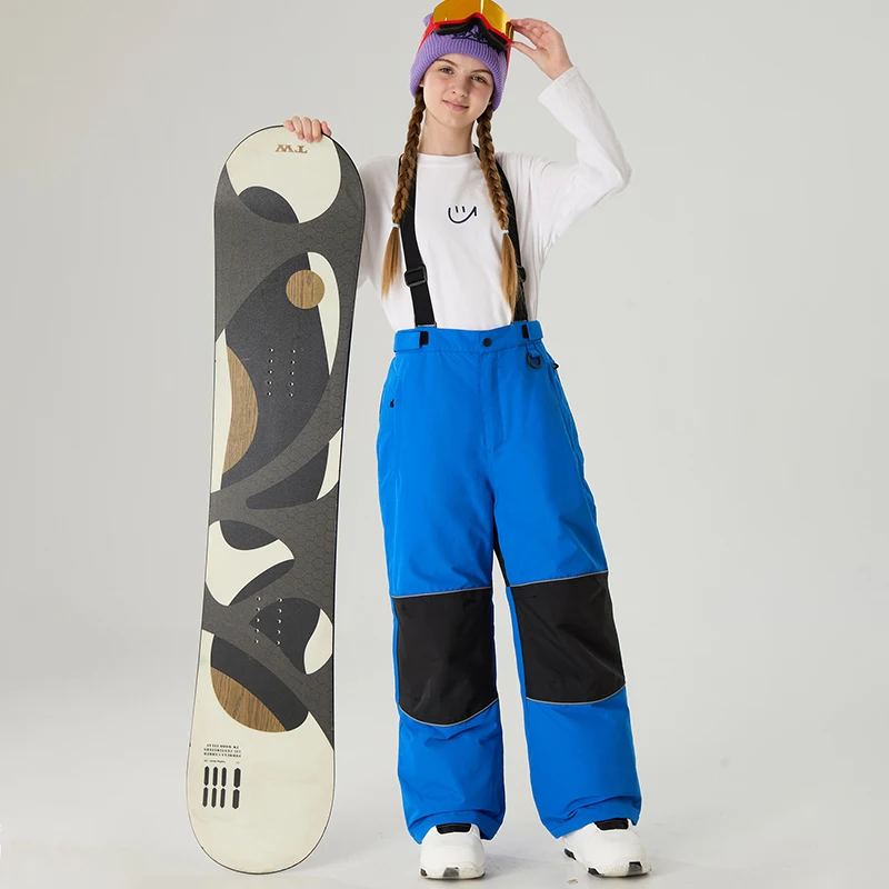 Winter Warm Girls Bib Snow Pants Outdoor Sport Mountain Boy Skiing Suspenders Trousers King Waterproof Children Overalls Clothes