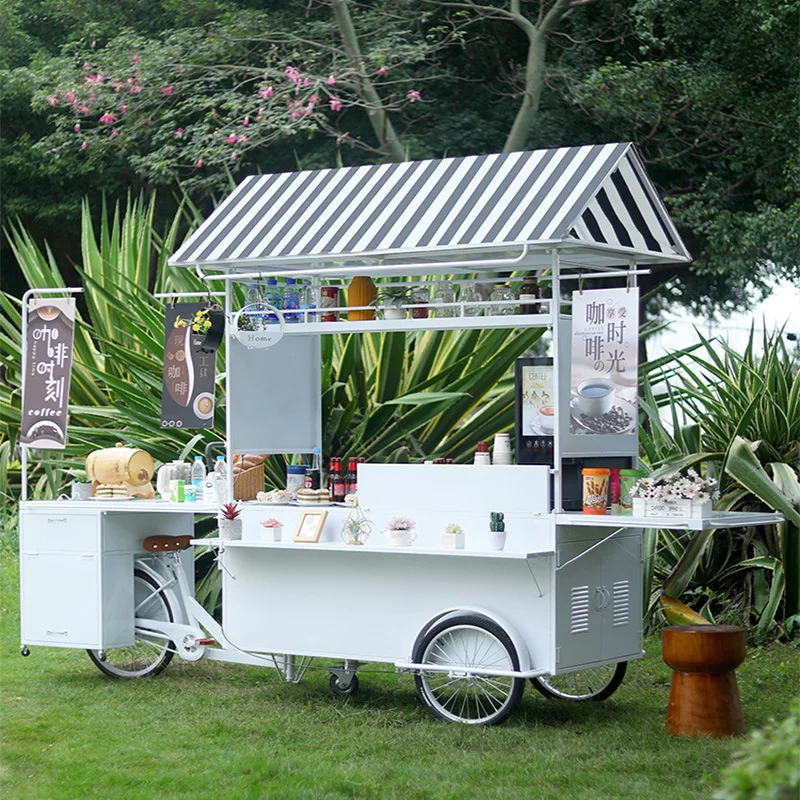 

Large outdoor multi-functional bicycle display vending car Commercial dining car Shopping mall square three-wheel mobile sales