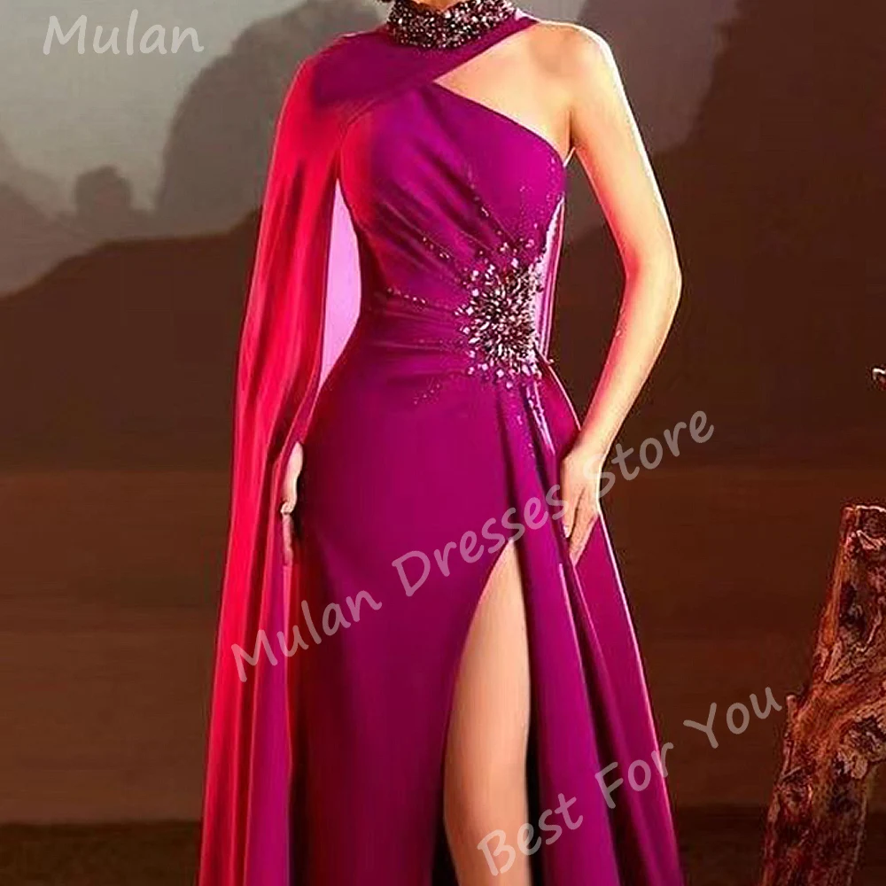 Elegante Perlen lange Abendkleider für Frauen High-Neck bodenlangen Seitens chlitz Sonder veranstaltungen Abschluss ball Party kleid Hochzeit Maxi 2024