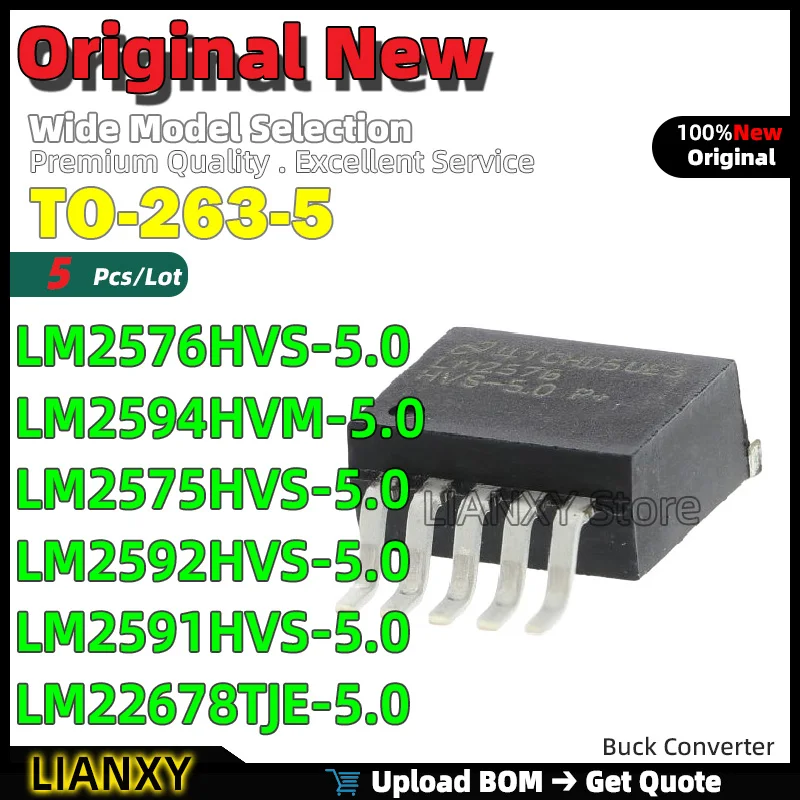 

5 шт. TO-263-5 LM2576HVS-5.0 LM2594HVM-5.0 LM2575HVS-5.0 LM2592HVS-5.0 LM2591HVS-5.0 LM22678TJE-5.0 понижающий преобразователь новый оригинальный