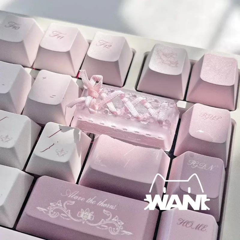 Ballet Ribbon Theme Keycap Custom Resin Original Handmade Cherry Profile R4 2U Backspace Cap Translucent for Mechanical Keyboard