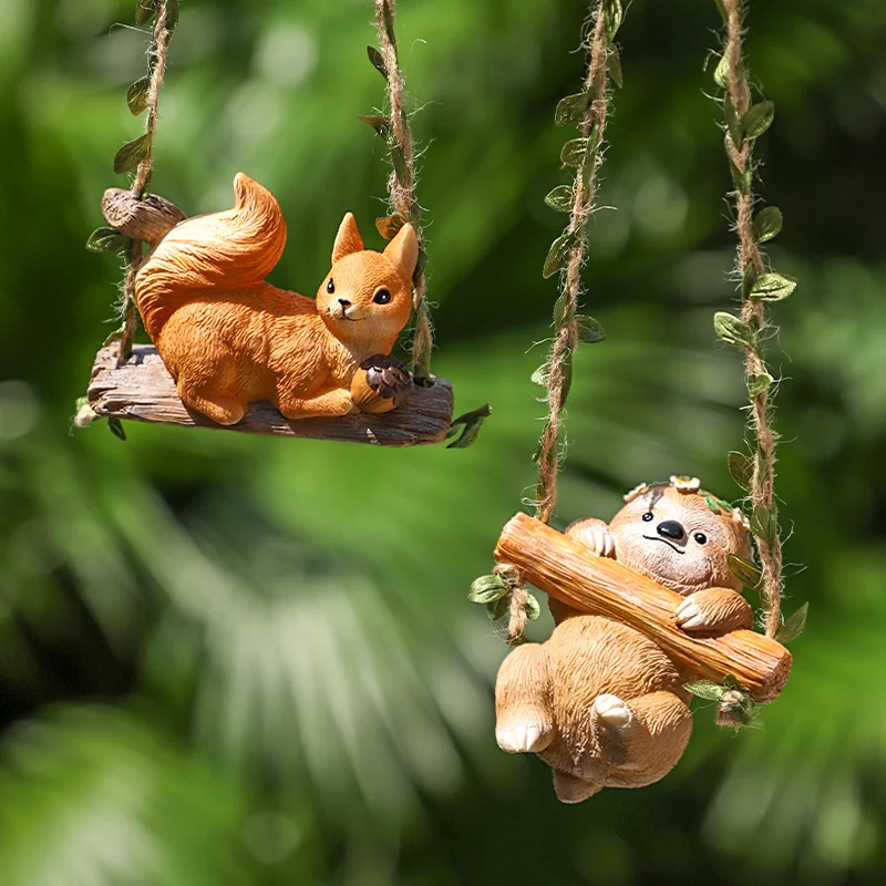 Swing Amusement Park Realistic Animal resinss Hanging Ornaments Home Garden Indoor Outdoor Design