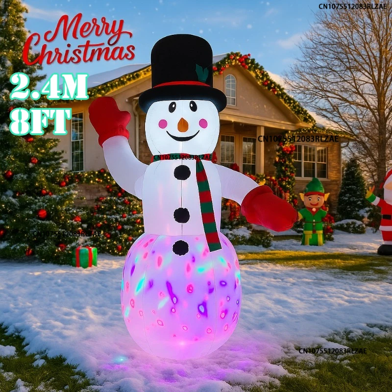 

2,4 м/8 футов Рождественская вечеринка праздник DIY украшения надувная модель улыбающееся лицо снеговик Рождество открытый садовый декор реквизит для двора