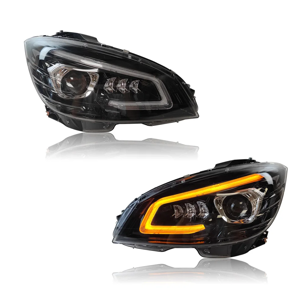 HOSI for Mercedes Benz C-Class W204 modified headlights 08-11 upgraded all LED headlights assembly GT style headlamp