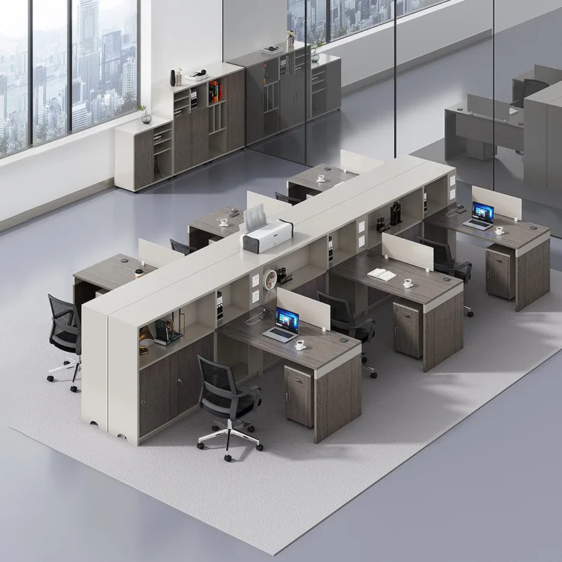 Office Furniture Staff Office Table and Chair Combination Single Four Staff Seats Screen Card Seat Modern Computer Desk Table