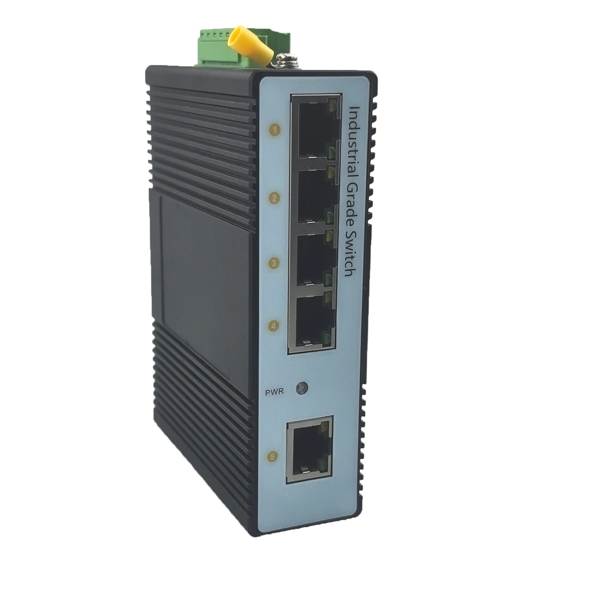 

Industrial 5-Port Gigabit Ethernet Switch, 5×10/100/1000Base-T RJ45, Operating Temperature -40~85℃, IP40, DIN Rail Mount