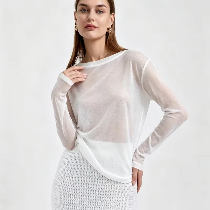 

Women Trendy T Shirts Summer autumn Long Sleeves Loose Bottom Tees Ladies Casual Knitted Soft Woman Tops футболка женская