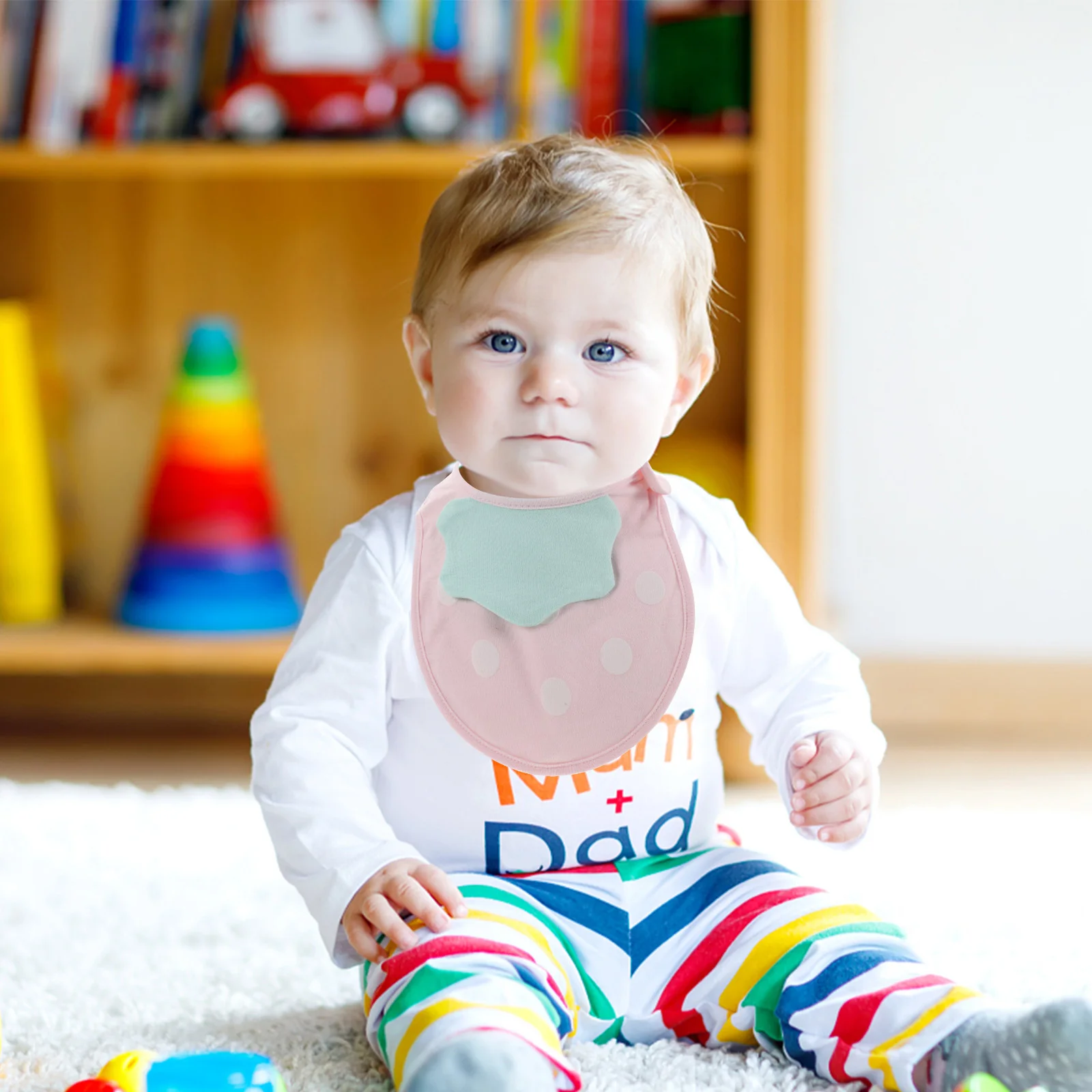 

2Pcs Adorable Printing Baby Bibs Strawberry Design Cotton Infant Bibs Soft Breathable Absorbent Feeding Protection