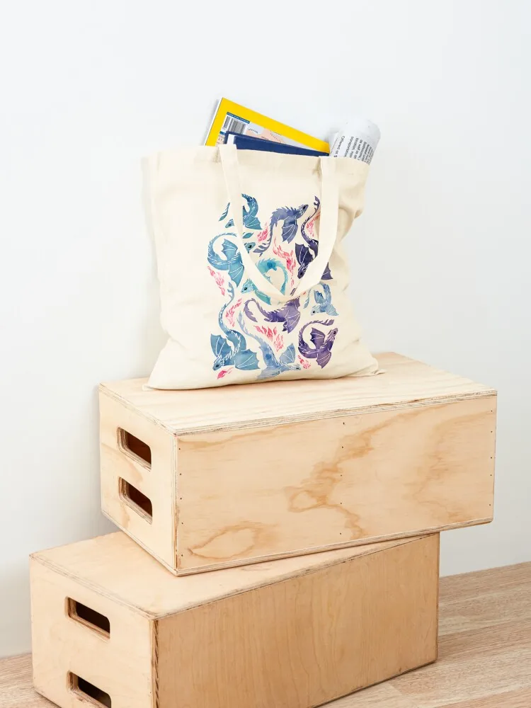 Dragon fire dark turquoise and purple Tote Bag personalized tote bag Gift bag Custom free delivery bags