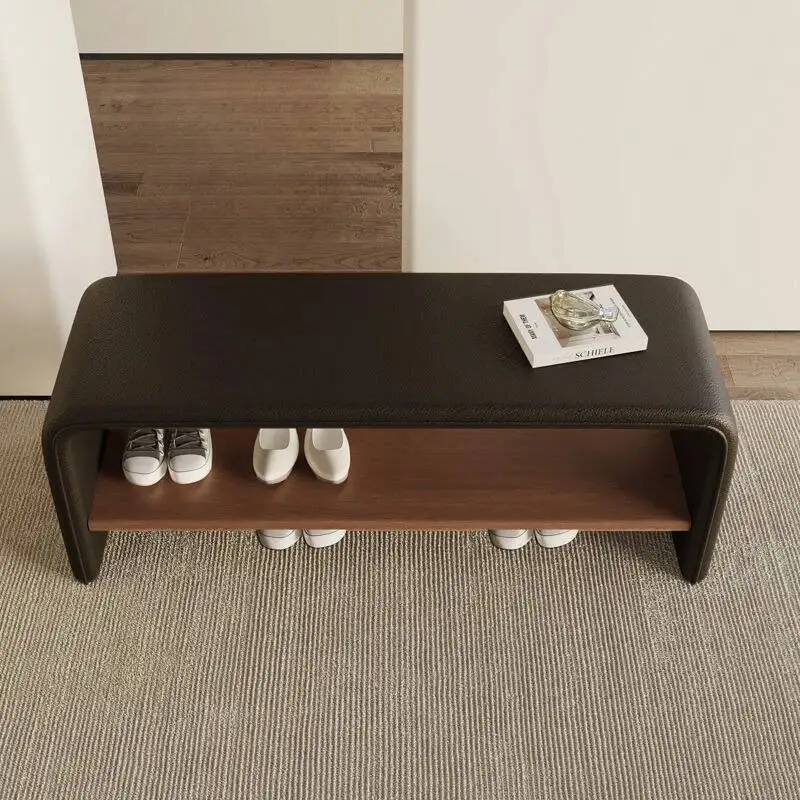 Household Changing Wood Stool Door Bedroom Shoe Stool Solid Stool Bed Shoe End Cabinet Integrated Shoes Changing Long Stools