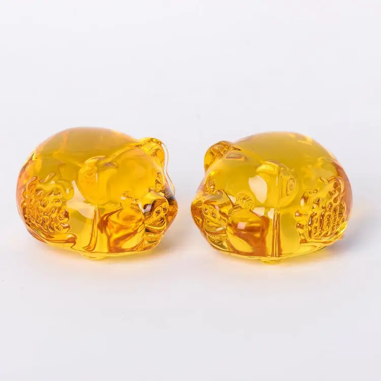 Camal 1PCS 5/7/9CM Chinese Style Citrine Crystal Hog Ornaments Animal Pig Figurine Room Office Home Feng Shui Decor Crafts Gift