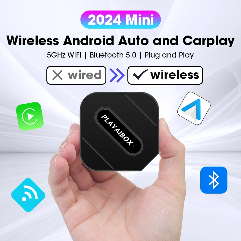 

Mini Universal Wireless Carplay Android Auto Box Wired To Wireless For Toyota Mazda Nissan Chevrolet Kia Ford Skoda Hyundai VW